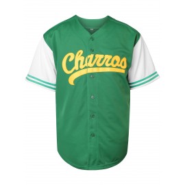 Myrtle Beach Mermaid Men's #55 Embroidered Baseball Jersey - Light Blue & Green V-Neck Short Sleeve, Breathable Button-Up Sports Shirt for Training, Competition, and Casual Wear, Competition Clothing | Vneck Jersey | Quality Embroidery