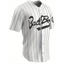Stitched Men's & Unisex #10 White Baseball Jersey - Embroidered V-Neck Short Sleeve, Breathable Button-Up Sports Uniform with Pinstripes for Training, Competition, Casual & Parties, Athletic Clothing, Sporty Look, Embroidered Detailing