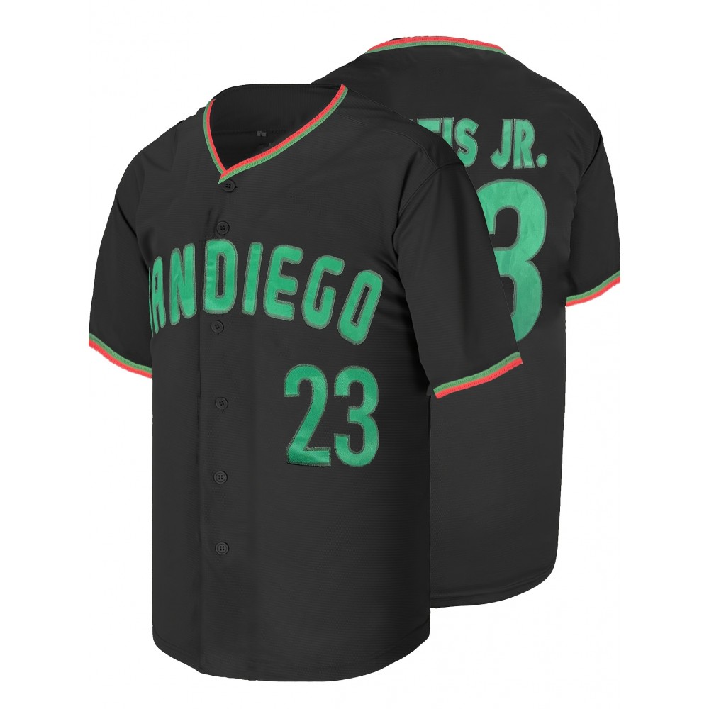 Stitched #23 Black Baseball Jersey Letter Embroidery V Neck Short Sleeve Baseball Shirt, Breathable Button-Up Sports Uniform For Training Competition Party Stitched #23 Black Baseball Jersey Letter Embroidery V Neck Short Sleeve Baseball Shirt, Breathable Button-Up Sports Uniform For Training Competition Party