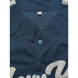 Men's #22 Retro Baseball Jersey - Vintage New York V-Neck Shirt, Breathable Loose Fit Short Sleeve for Training, Casual & Holiday Wear (Navy/White/Yellow), Sports Attire, Outdoor Activity Apparel, Sporty Look, Detailing, Durable Sportswear