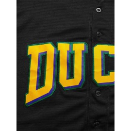 Stylish Duck & Number 33 Embroidered Design, Men'S Breathable Baseball Jersey, Short Sleeve Shirt For Summer Sport