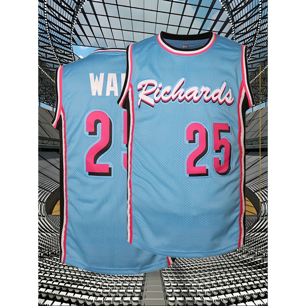 Men'S American Basketball Shirt # 25 Embroidered Polyester Blue Ball Shirt Loose Knitted Fabric Suitable For Street Team Sports Vacation Beach S-XXXL Men'S American Basketball Shirt # 25 Embroidered Polyester Blue Ball Shirt Loose Knitted Fabric Suitable For Street Team Sports Vacation Beach S-XXXL