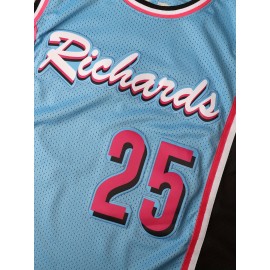 Men'S American Basketball Shirt # 25 Embroidered Polyester Blue Ball Shirt Loose Knitted Fabric Suitable For Street Team Sports Vacation Beach S-XXXL