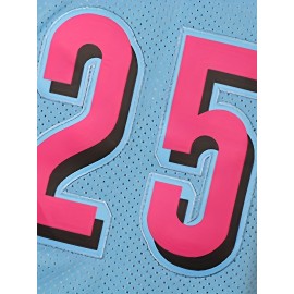 Men'S American Basketball Shirt # 25 Embroidered Polyester Blue Ball Shirt Loose Knitted Fabric Suitable For Street Team Sports Vacation Beach S-XXXL