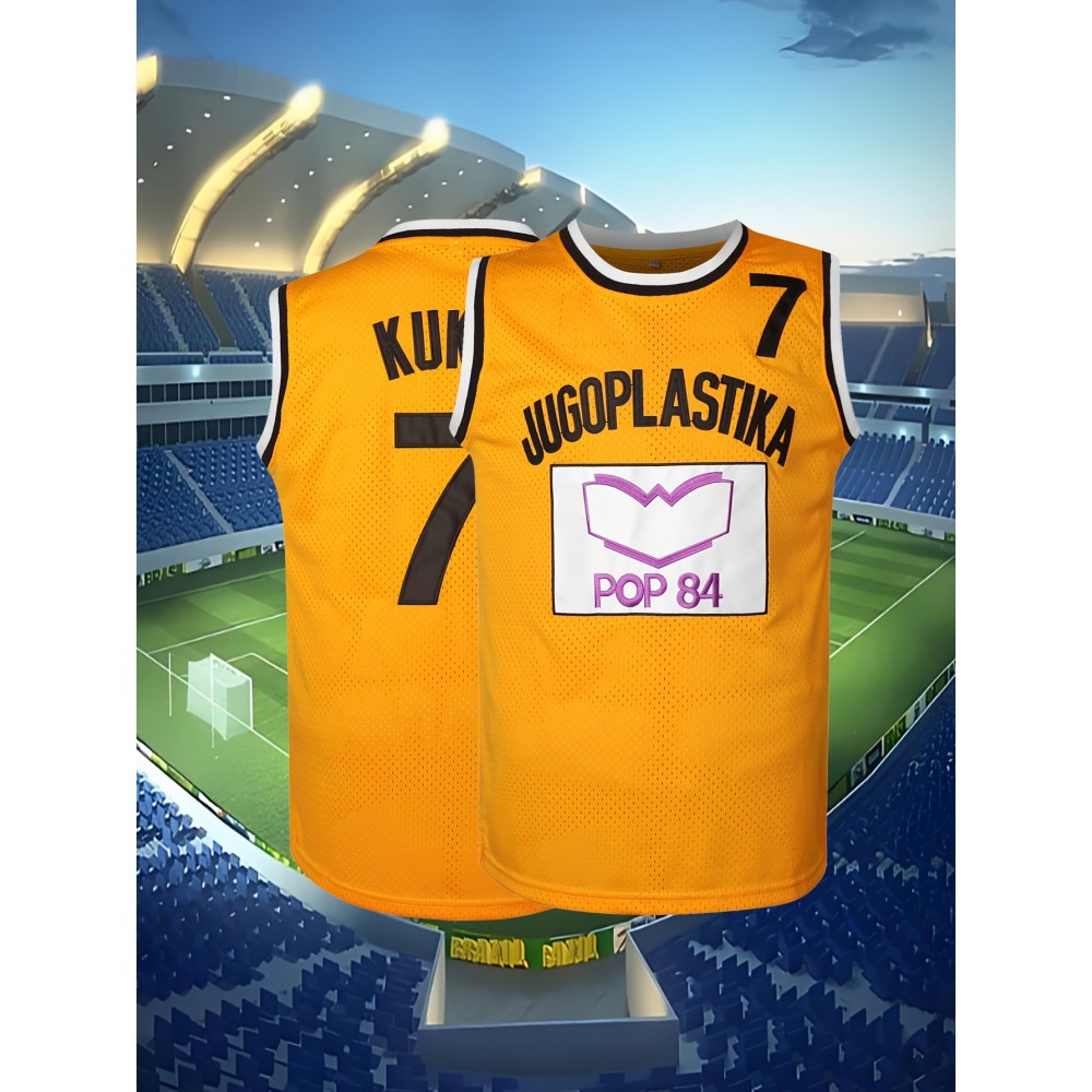 Athletic Appeal, Men's #7 Yellow Basketball Jersey - Retro Style, Athletic Appeal, Men's #7 Yellow Basketball Jersey - Retro Style,