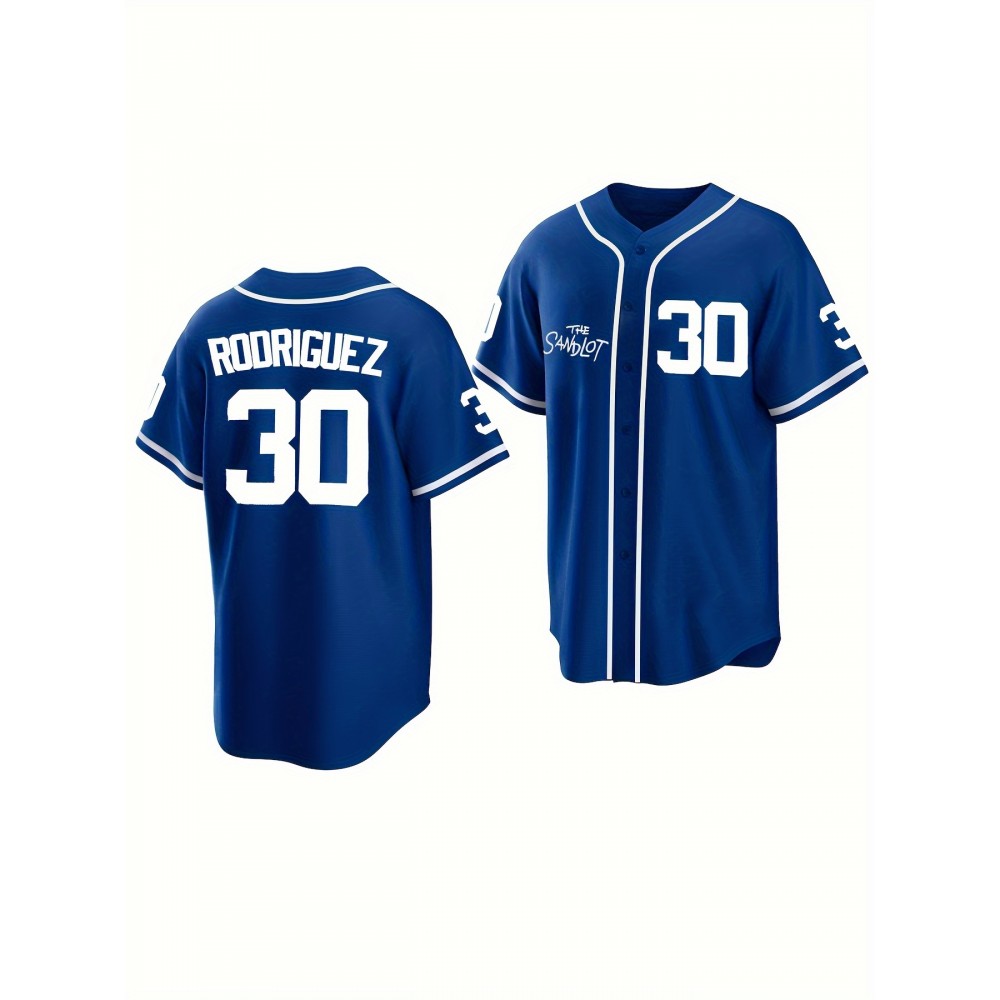 Men's #30 Blue Baseball Jersey - Tatis Jr. San Diego V-Neck Button-Up Shirt, Loose Fit Durable Polyester for Training, Sports & Casual Wear | All-Season Machine Washable Sportswear, Athletic Apparel, Sporty Design, Breathable Fabric Men's #30 Blue Baseball Jersey - Tatis Jr. San Diego V-Neck Button-Up Shirt, Loose Fit Durable Polyester for Training, Sports & Casual Wear | All-Season Machine Washable Sportswear, Athletic Apparel, Sporty Design, Breathable Fabric