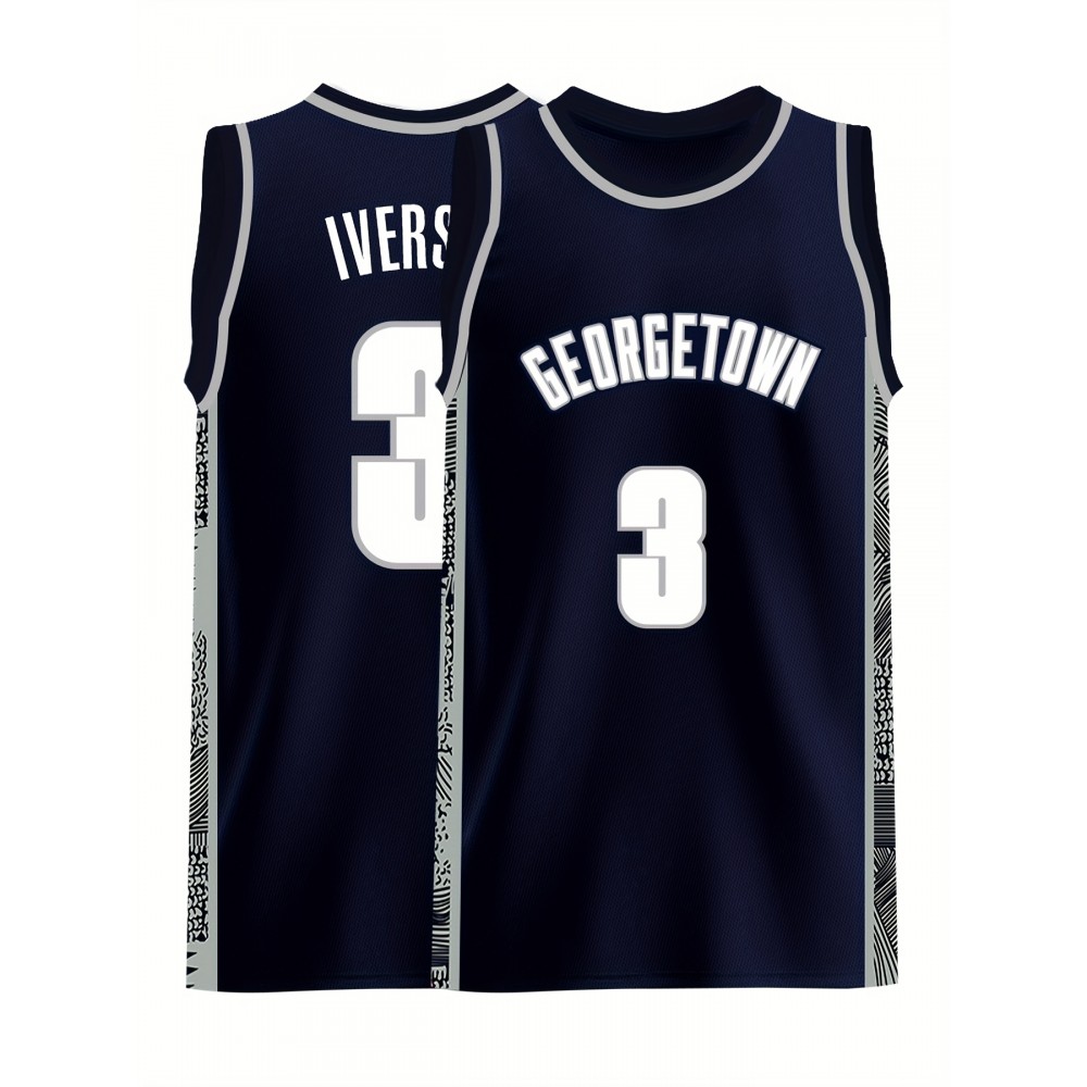 Men'S #3 Embroidered Basketball Jersey - Navy Blue & White Sleeveless Sports Shirt, Breathable Polyester, Fashionable Streetwear for Casual, Party, or Training, Sizes S-XXXL, Party Casual Jersey | Jersey Style Top | Glossy Fabric Men'S #3 Embroidered Basketball Jersey - Navy Blue & White Sleeveless Sports Shirt, Breathable Polyester, Fashionable Streetwear for Casual, Party, or Training, Sizes S-XXXL, Party Casual Jersey | Jersey Style Top | Glossy Fabric