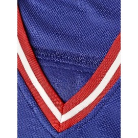 Men's Blue #17 Ice Hockey Jersey - Breathable Polyester Pullover with Embroidered Stitching & V-Neck, Loose Fit Lightweight & Durable for Sports, Casual, Parties, Streetwear - All-Season Comfort