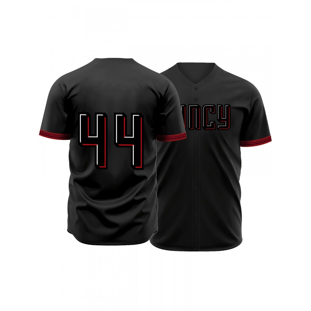 Men'S Baseball Jersey Black #44 Short Sleeve Button Trendy Casual T-shirt For Training Competition Outdoor Sports Men'S Baseball Jersey Black #44 Short Sleeve Button Trendy Casual T-shirt For Training Competition Outdoor Sports