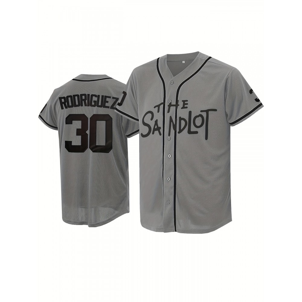 Men's #30 Baseball Jersey - Grey Embroidered Men's #30 Baseball Jersey - Grey Embroidered