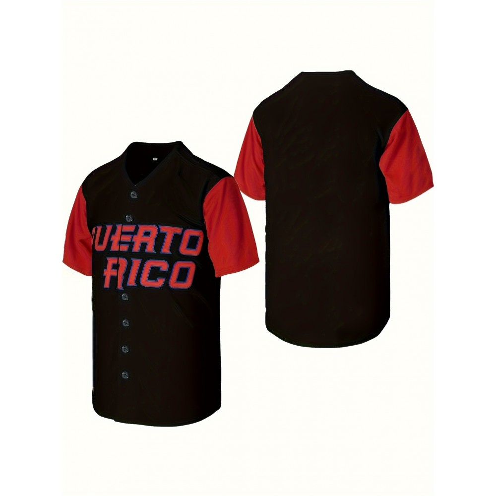 Men's Baseball Jersey Sports Training Black Breathable Comfortable Casual Puerto Rico S-3XL Men's Baseball Jersey Sports Training Black Breathable Comfortable Casual Puerto Rico S-3XL