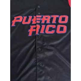 Men's Baseball Jersey Sports Training Black Breathable Comfortable Casual Puerto Rico S-3XL
