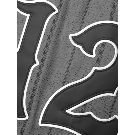 Men's # 12 Grey Striped Baseball Casual Sweatshirt Suitable for Training Competitions S-3XL