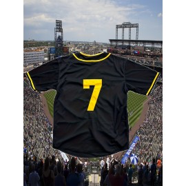 Men'S # 7 Baseball Jersey, Suitable For Game Training, Street, Christmas, Halloween, Size S-XXXL