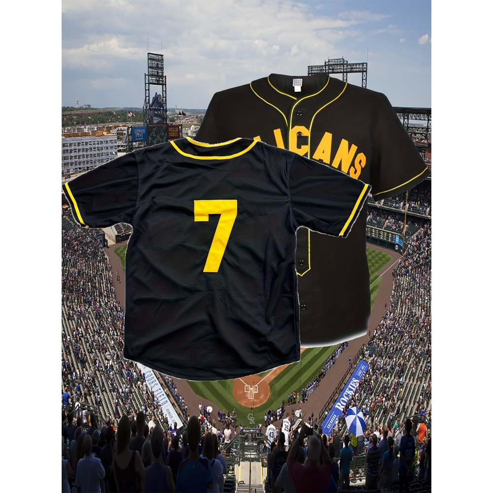 Men'S # 7 Baseball Jersey, Suitable For Game Training, Street, Christmas, Halloween, Size S-XXXL Men'S # 7 Baseball Jersey, Suitable For Game Training, Street, Christmas, Halloween, Size S-XXXL