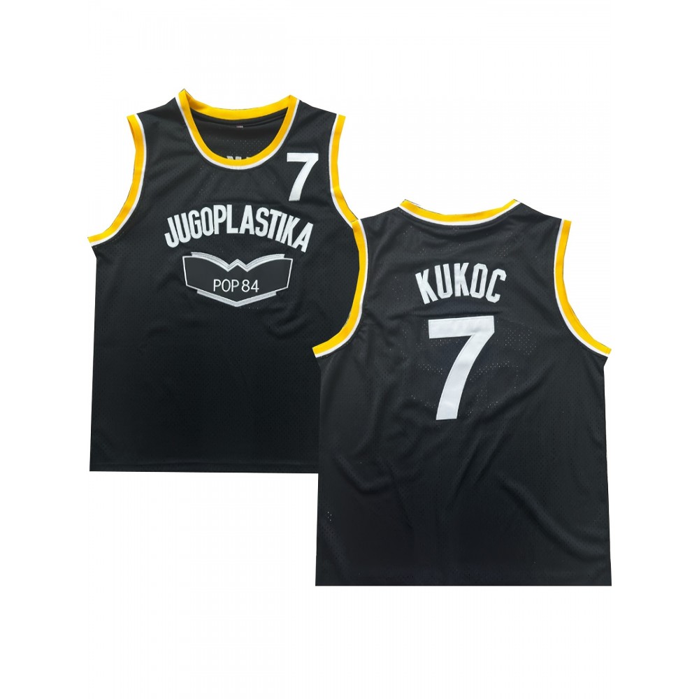Men's Sleeveless Basketball Tops with Number 7 And JUGOPLASTIKA Letter, Breathable Summer Clothing for Outdoor Sports Men's Sleeveless Basketball Tops with Number 7 And JUGOPLASTIKA Letter, Breathable Summer Clothing for Outdoor Sports