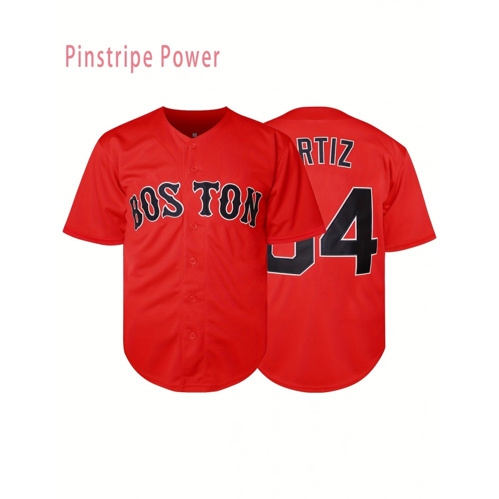 Men'S # 34 Red Baseball Shirt Retro Sports Training And Casual S-3XL Polyester Fiber V-neck Button Design Perfect For Summer Parties And Outdoor Activities Men'S # 34 Red Baseball Shirt Retro Sports Training And Casual S-3XL Polyester Fiber V-neck Button Design Perfect For Summer Parties And Outdoor Activities