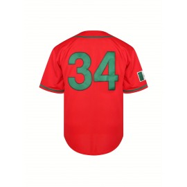 #34 Men's Baseball Jersey, Red Sports Training Jersey, Breathable And Comfortable Shirt S-3XL