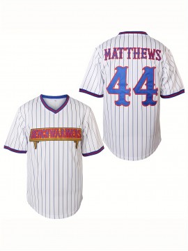 44 Men'S Baseball Jersey White Stripes Sports Training S-3XL