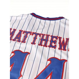 44 Men'S Baseball Jersey White Stripes Sports Training S-3XL