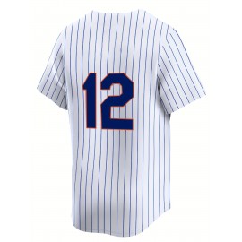 Men's New York #12 Baseball Jersey - Moisture-Wicking, Breathable Polyester, V-Neck, Short Sleeve, UV Protection, Fade-Resistant, Ideal for Training & Casual Wear