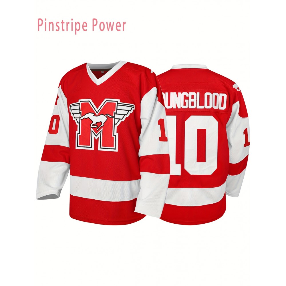 Men's #10 Ice Hockey Jersey - Red V-Neck Long Sleeve with Embroidered Letters & Logo, Breathable Polyester, Loose Fit for Sports, Casual Wear, Parties (Sizes S-3XL), Outdoor Activity Apparel, Durable Sportswear Men's #10 Ice Hockey Jersey - Red V-Neck Long Sleeve with Embroidered Letters & Logo, Breathable Polyester, Loose Fit for Sports, Casual Wear, Parties (Sizes S-3XL), Outdoor Activity Apparel, Durable Sportswear