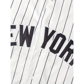 Men's American # 7 White Striped Baseball Jersey Suitable for Team Training And Street Wear In Spring, Summer, And Autumn, Size S-3XL