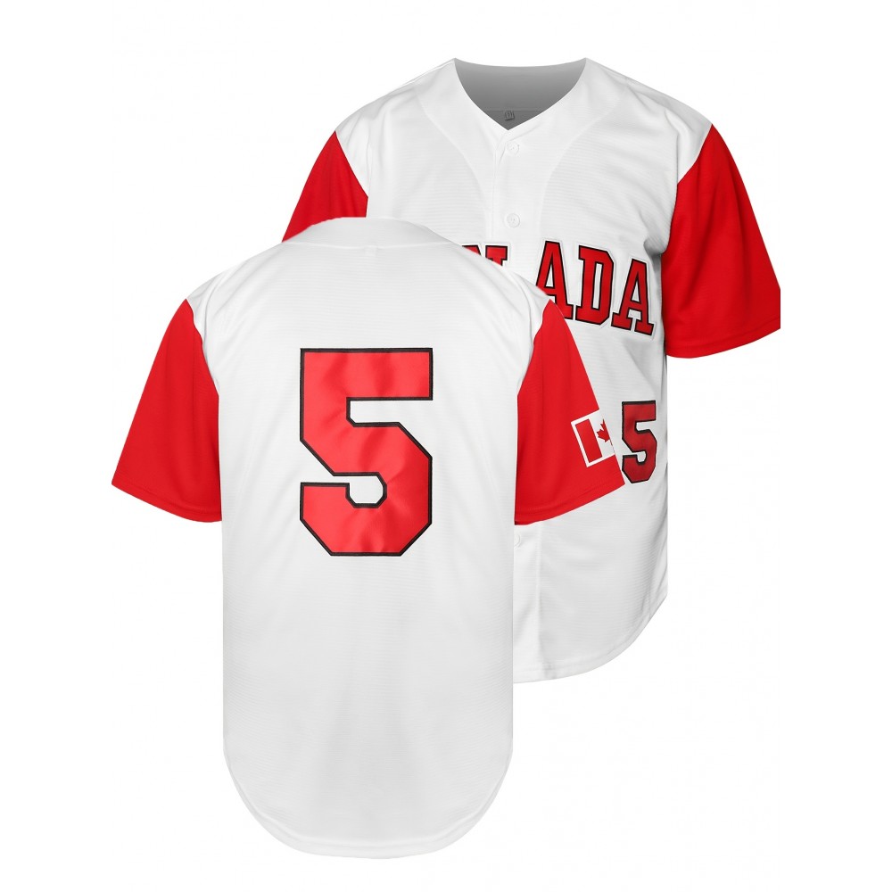 All Stitched 5 White Baseball Jersey Embroidery V Neck Short Sleeve Baseball Shirt, Breathable Button-Up Sports Uniform For Training Competition Party All Stitched 5 White Baseball Jersey Embroidery V Neck Short Sleeve Baseball Shirt, Breathable Button-Up Sports Uniform For Training Competition Party