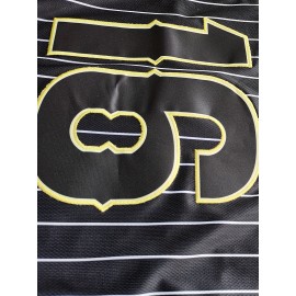 Men's #16 Japan Tanii Embroidered Baseball Jersey - Black & White Striped Retro Style, Breathable V-Neck Sports Shirt for Casual & Athletic Wear, Casual Sports Apparel | Retro Baseball Shirt | Embroidered Details