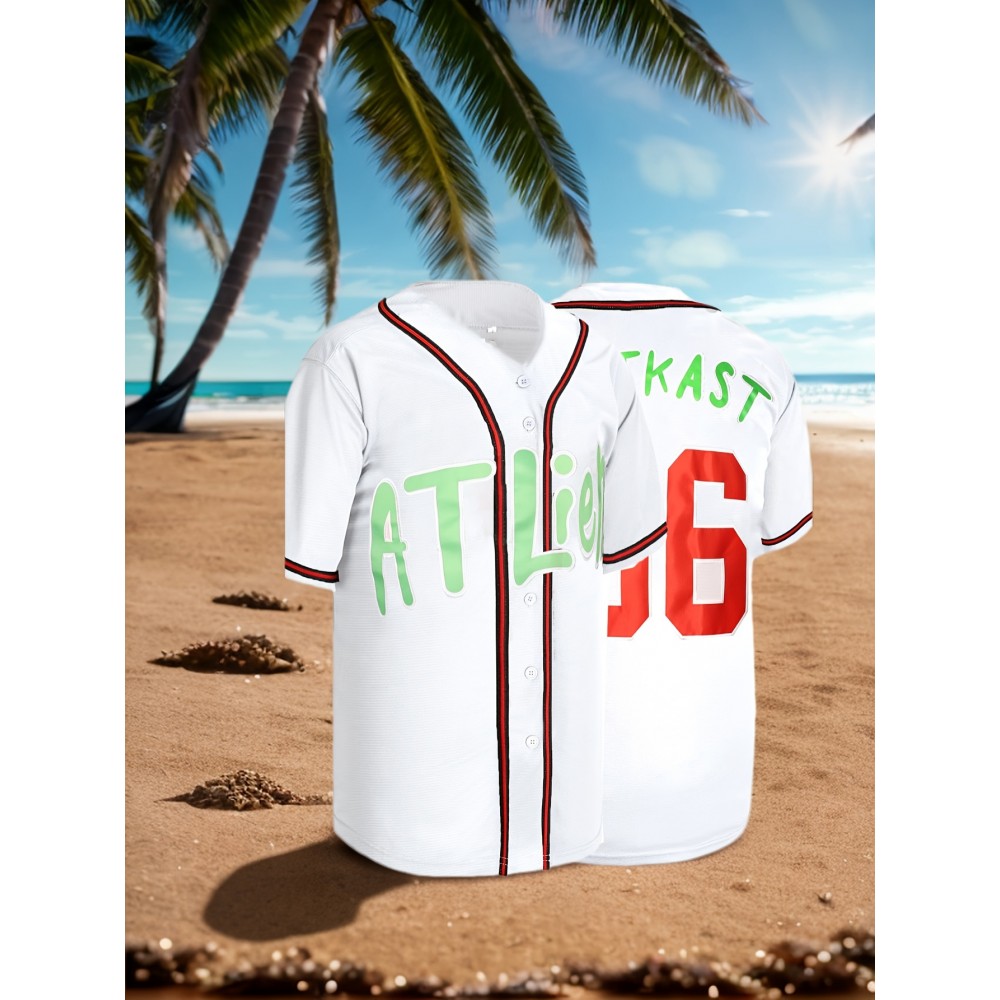Stitched 96 White Baseball Jersey Embroidery V Neck Short Sleeve Baseball Shirt, Breathable Button-Up Sports Uniform For Training Competition Party Stitched 96 White Baseball Jersey Embroidery V Neck Short Sleeve Baseball Shirt, Breathable Button-Up Sports Uniform For Training Competition Party