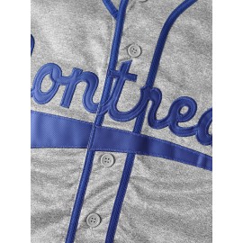 Stitched #9 Grey Baseball Jersey Red Letter Embroidery V Neck Short Sleeve Baseball Shirt, Breathable Button-Up Sports Uniform For Training Competition Party