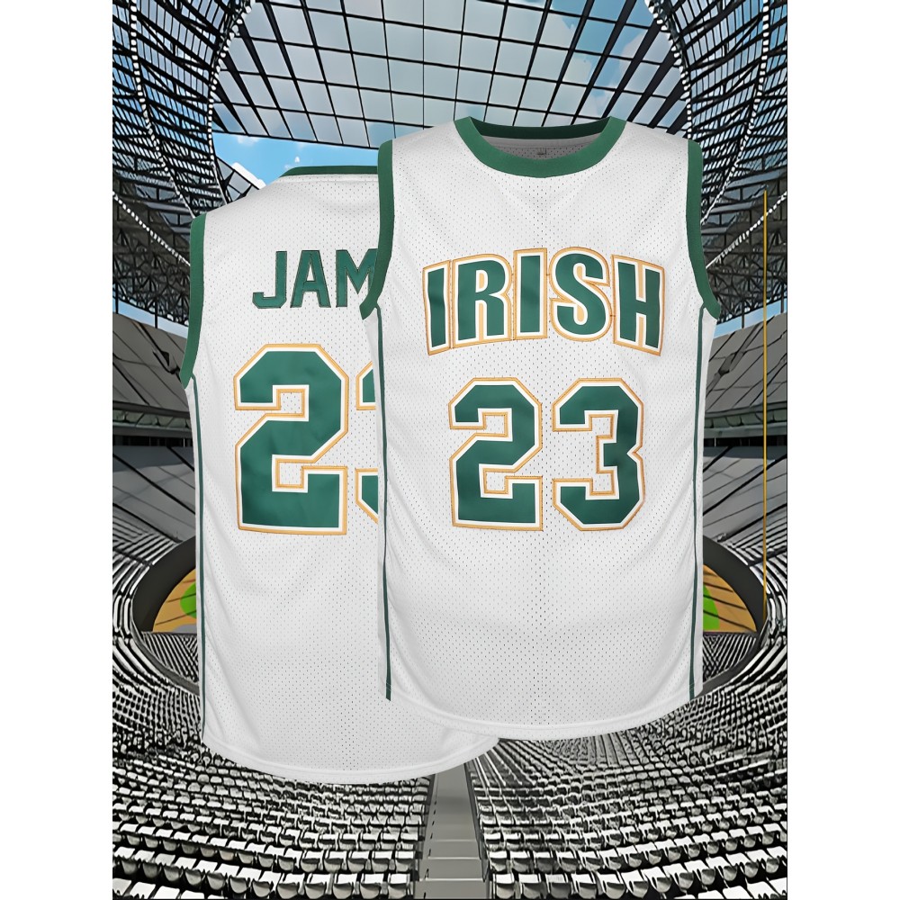 Men'S American Basketball Suit # 23 White Breathable Round Neck Basketball Suit Embroidered Polyester Knitted S-3XL